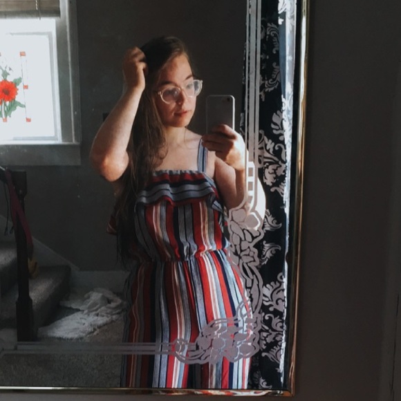 Vertical stripe statement cropped length jumpsuit - Picture 7 of 7